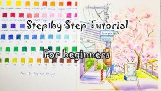 121】Watercolor Tutorial For Beginner【Arteza real brush pen set┃Lovely4u】