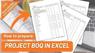 How to form a bill of quantities in excel from scratch