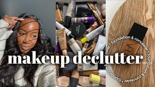 makeup declutterrrrr! getting rid of ALL my foundation & concealers | Andrea Renee