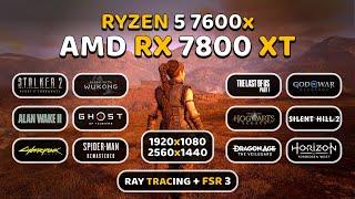 RX 7800 XT + Ryzen 5 7600x | Test in 15 Games | 1080p, 1440p, Ray Tracing, FSR 3