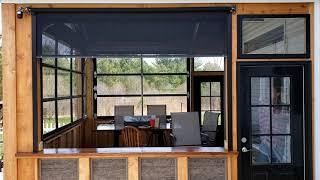 $300 DIY Homemade motorized retractable porch patio wall sun shade screens.