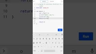 program to calculate factorial of a number #cprogramming #codingguru #shorts