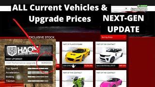 GTA Online: ALL Current Upgradable Vehicles & Hao's Special Work Prices (Next-Gen)