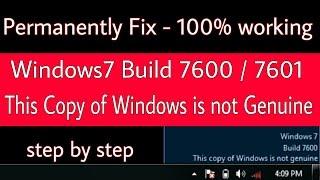 Windows 7 Build 7600/7601 This Copy of Windows is not Genuine permanently fix - 100% working