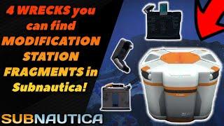 Where to find Modification Station Fragments in Subnautica! (4 WRECKS)