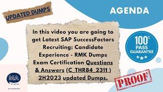 SAP SF Recruiting: Candidate Experience RMK Latest Dumps Exact paper THR84_2311 2H2023 Dumps 2024