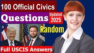 (New 2025) Master the 100 Official Civics Questions random for US Citizenship Test