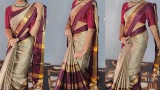 how to make perfect pleats in cotton saree draping tutorial/full saree drape with function wedding