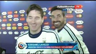 Divertido momento entre Messi y Lavezzi Argentina vs Colombia 0-0 Copa américa 2015