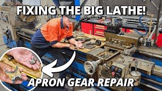 Kurtis BROKE The Big Lathe AGAIN!  | Apron Gear Repair ️