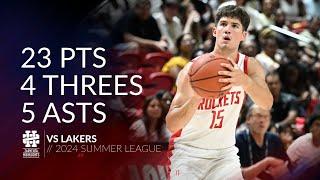 Reed Sheppard 23 pts 4 threes 5 asts vs Lakers 2024 Summer League