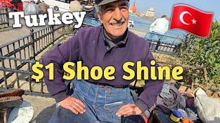 $1 HONEST SHOE SHINE MAN | ISTANBUL TURKEY   (ASMR)
