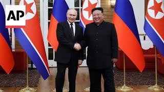 Kim Jong Un welcomes Putin at official ceremony in Pyongyang