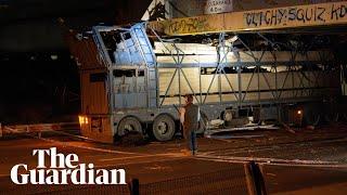 22 cattle die after ‘horrific’ truck crash into Melbourne rail bridge