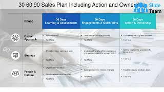 30 60 90 Sales Plan Including Action And Ownership