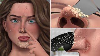 ASMR Pimple blackhead in hot summer for girl animation | Squeeze acne