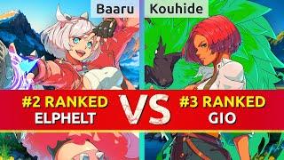 GGST ▰ Baaru (#2 Ranked Elphelt) vs Kouhide (#3 Ranked Giovanna). High Level Gameplay