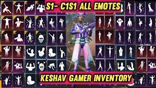 SEASON 1 TO C1S1 ALL EMOTES PUBG MOBILE ALL EMOTES AND DANCE MOVES  KESHAV GAMER INVENTORY