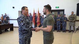 Zelenskyy marks Ukraine's Navy Day in Odesa by awarding medals