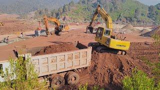 Komatsu Excavator loading Mud  in Dumpers|Komatsu excavator dumpers main matii load ||Filling work