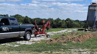 Talking about the Nortrac Towable Backhoe...trenched 18" deep with 10" bucket.