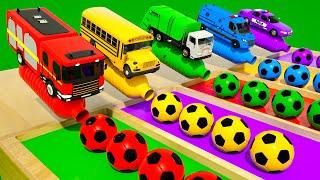 Wheels on the Bus + Bingo Song | Color Bottles and Cars in Pools | Baby Nursery Rhymes & Kids Songs