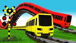 【踏切アニメ】あぶない電車。でこぼこ線路を走る京急や山手線の電車【カンカンふみきり】踏切 Fumikiri 3D Railroad Crossing Animation #1