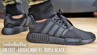 On Feet - Adidas NMD R1 Triple Black