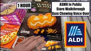 1 Hour ASMR ALDI Walkthrough | Gum Chewing Whispered Voice Over | Extended Car Tapping at End