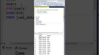 Data Analyst SQL Interview Question | Window Functions | Moving Average #sqlinterview #dataanalysis