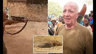 Horrifying moment a hippopotamus is shot dead in a village in Senegal