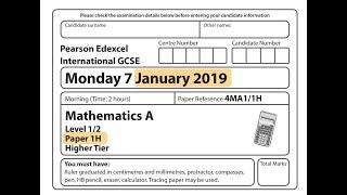 IGCSE Mathematics January 2019 - 4MA1/1H