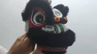 kepala barongsai merah bulu hitam | Lion dance hand puppet