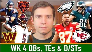 Week 4 QB, TE and D/ST Rankings (Top 25) | 2024 Fantasy Football