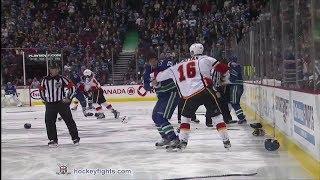 Flames vs Canucks line brawl Jan 18, 2014