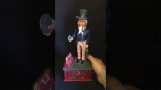 Vintage Book of Knowledge Uncle Sam Cast Iron Mechanical Bank c. 1960s