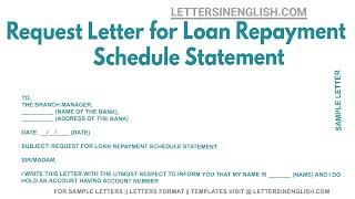 Request Letter For Loan Repayment Schedule Statement - Letter to Request for Loan Repayment Schedule