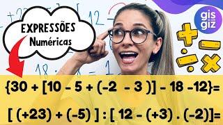 EXPRESSÕES NUMÉRICAS COM NÚMEROS INTEIROS - POSITIVOS E NEGATIVOS  7 ano \Prof. Gis/