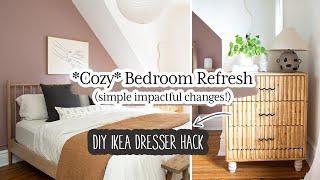 Turning my rental bedroom into a *cozy* oasis! | Ikea Tarva dresser hack