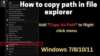 Add Copy as Path to Right Click Context Menu | How  to copy any file or folder path in Windows 10/11