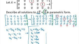 Linear Algebra Example: Parametric Solutions