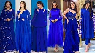  Trendy Royal Blue and Navy Blue Color Dress Design Ideas | Blue Color Combination Suit Design