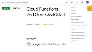 Cloud Functions 2nd Gen Qwik Start GSP1089