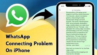 How to Fix WhatsApp Connecting Problem On iPhone