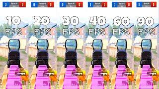 10fps vs 20fps vs 30fps vs 40fps vs 60fps vs 90fps l Fps Matters for Gaming or Skills? | PUBG Mobile