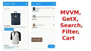 Flutter - GetX, MVVM, Razorpay, Search/Filter Products (Shopping Cart)