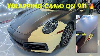 Dolph Camo Wrap on the Porsche 911  | Car Wrapping With Knifeless