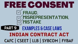 Fraud | Misrepresentation | Mistake | Free Consent | Indian Contract Act | Caselaws | Example