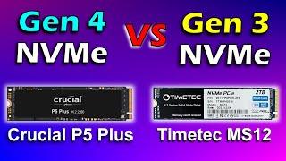 NVMe Gen 3 vs NVMe Gen 4, Crucial P5 Plus 2TB Gen 4 vs Timetec MS12 2TB Gen 3