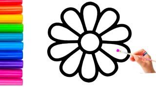 Flower Drawing Painting Coloring For Kids And Toddlers Easy Step by Step Drawing Tutorial For Kids
